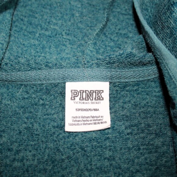 PINK Victoria's Secret Marled Teal Blue Zip-Up Hoodie Sweater, Small - Picture 7 of 9